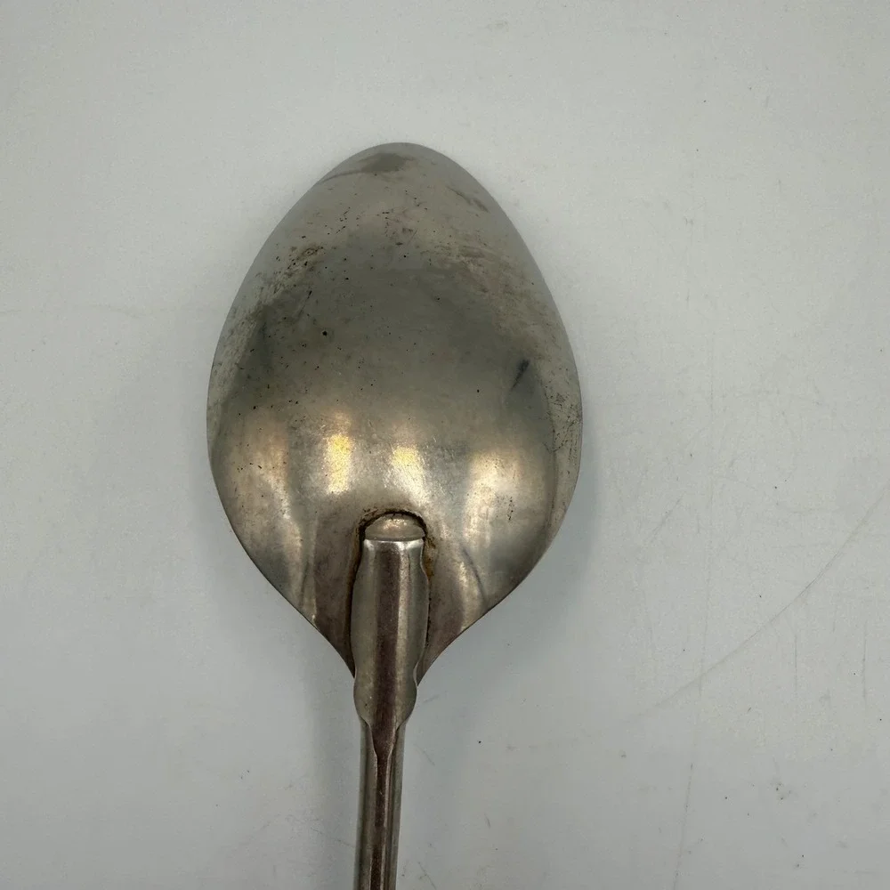Vintage Ekco USA Stainless Serving Spoon Copper Handle Mid Century Kitchen Tool